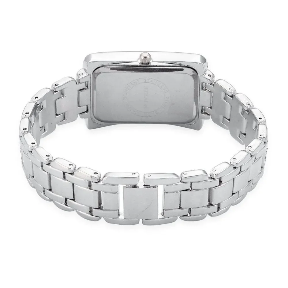 STRADA Blue Austrian Crystal Watch in Silvertone